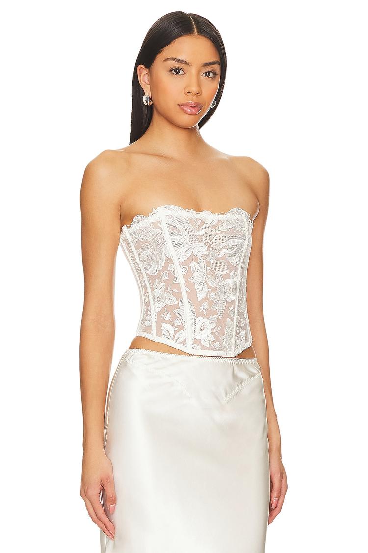 floral bow embroidery corset top