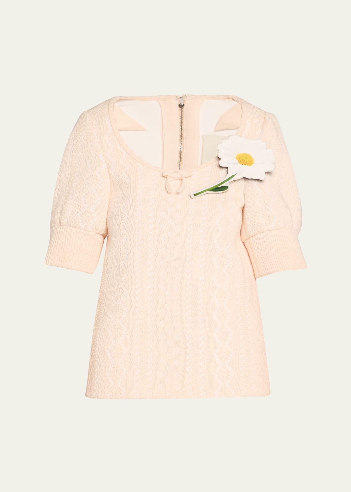 floral brooch oversized top