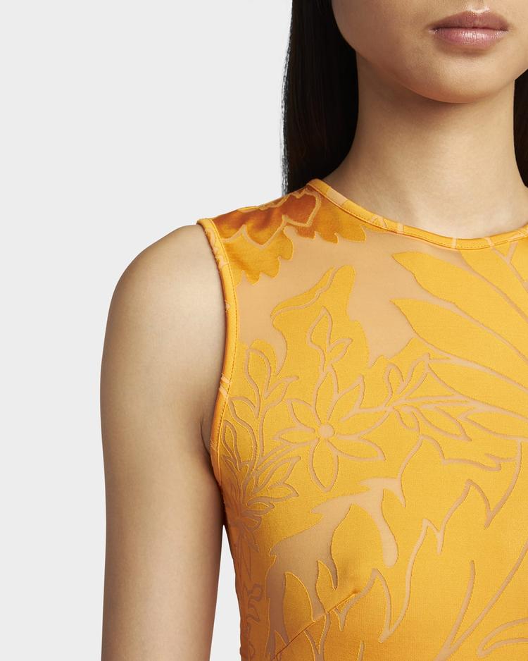 floral burnout backless stretch jersey dress