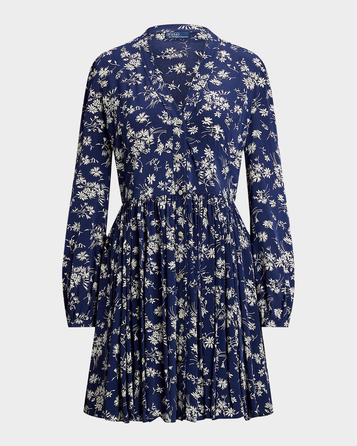 floral buttoned crepe dress