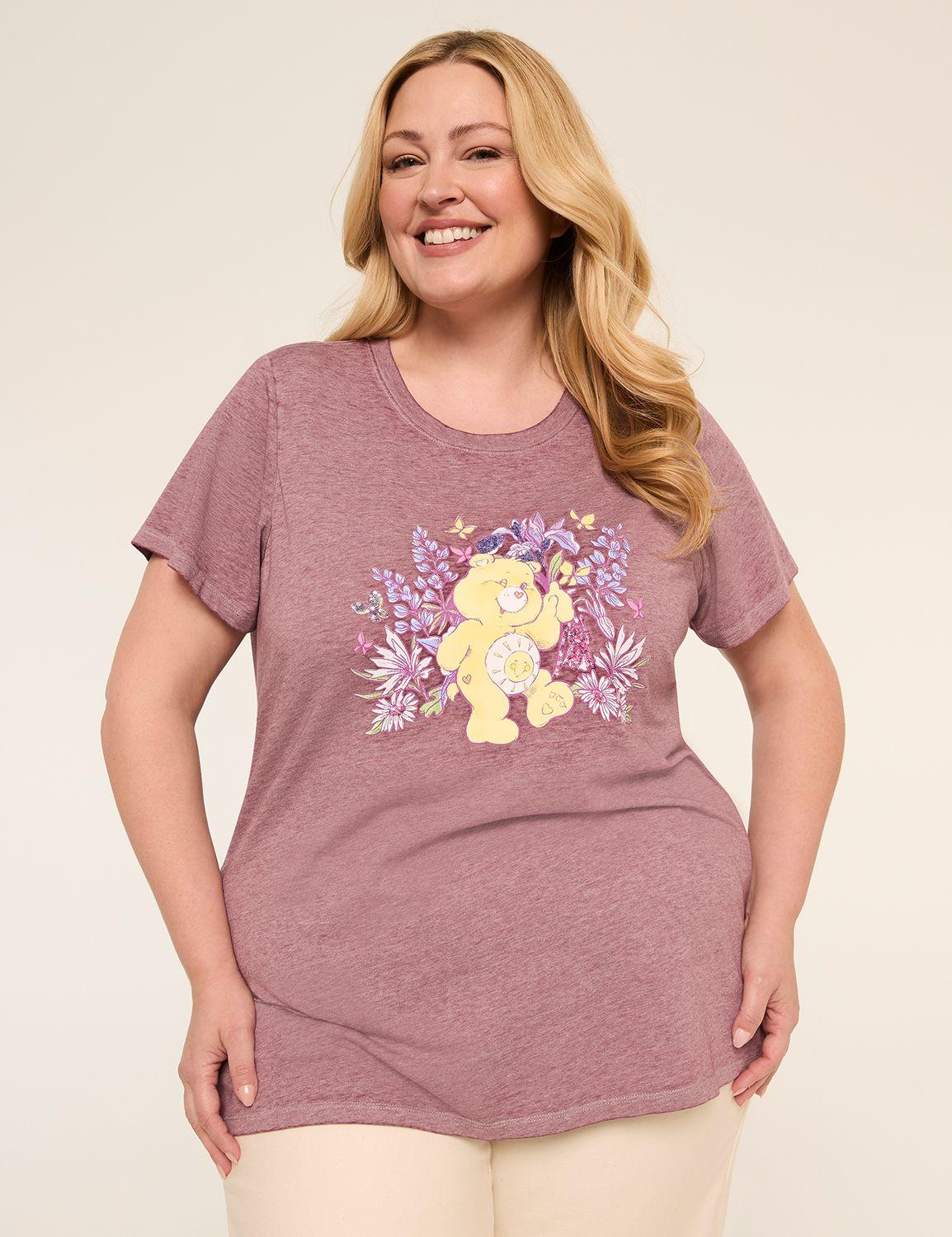 floral care bears graphic tee