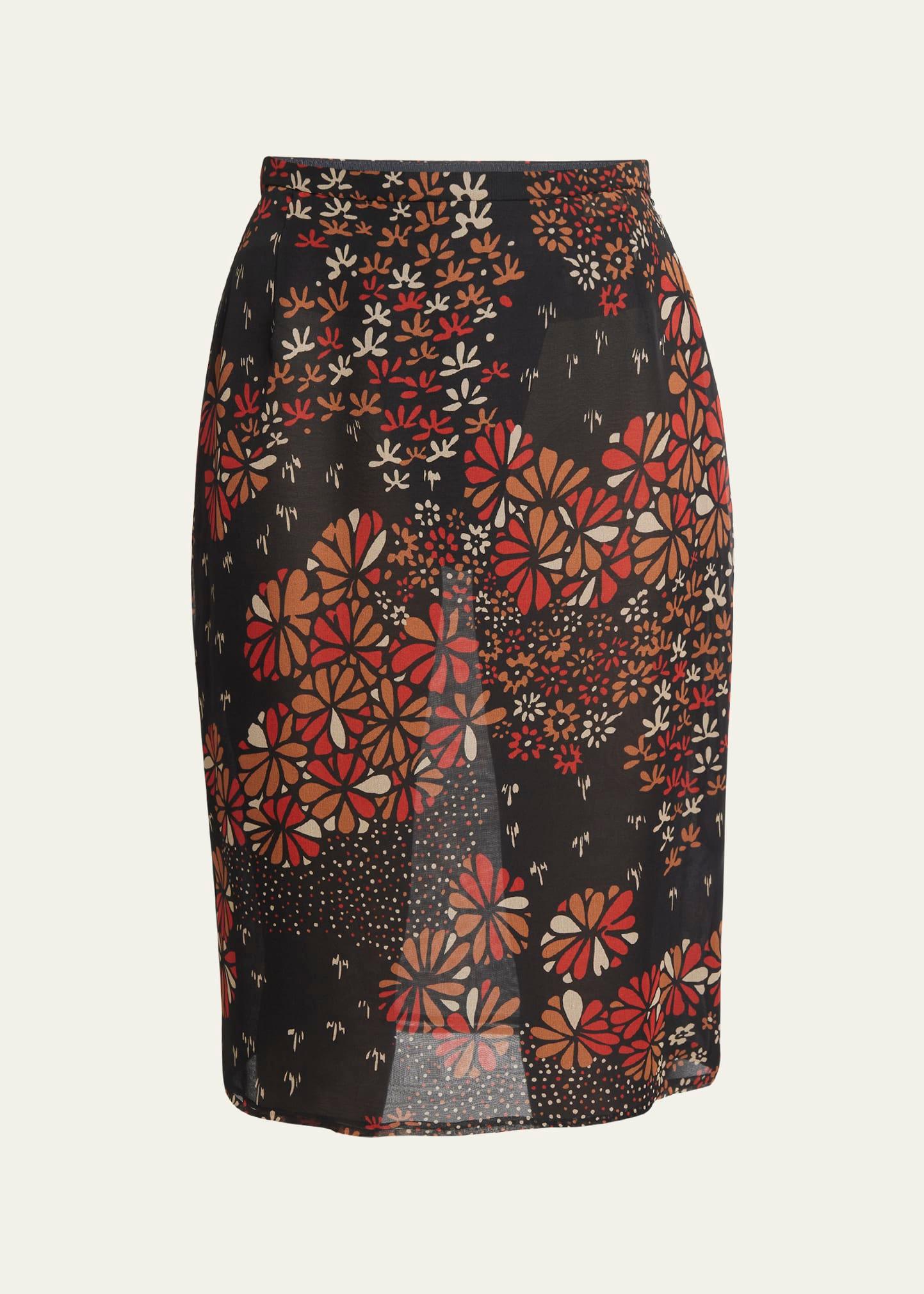 floral chiffon pencil skirt