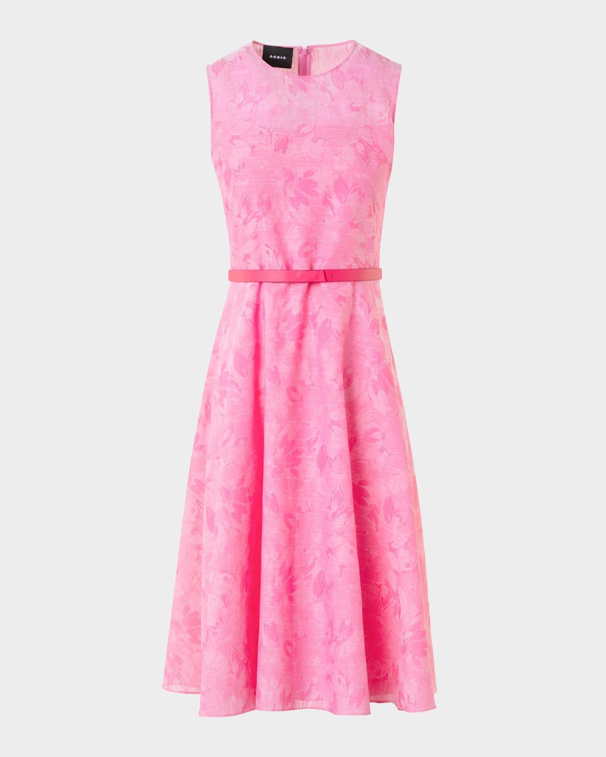 floral cotton sleeveless belted dress
