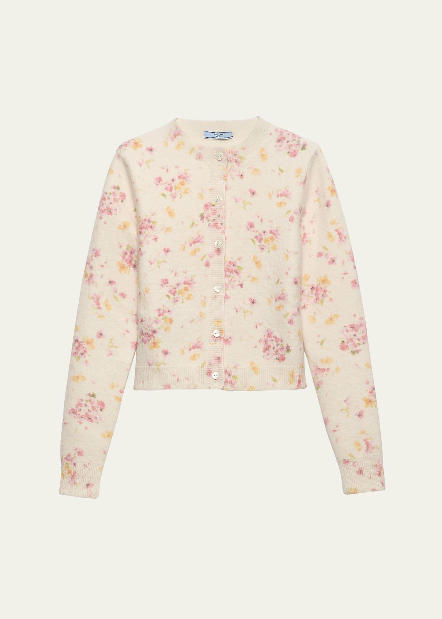 floral crewneck cardigan