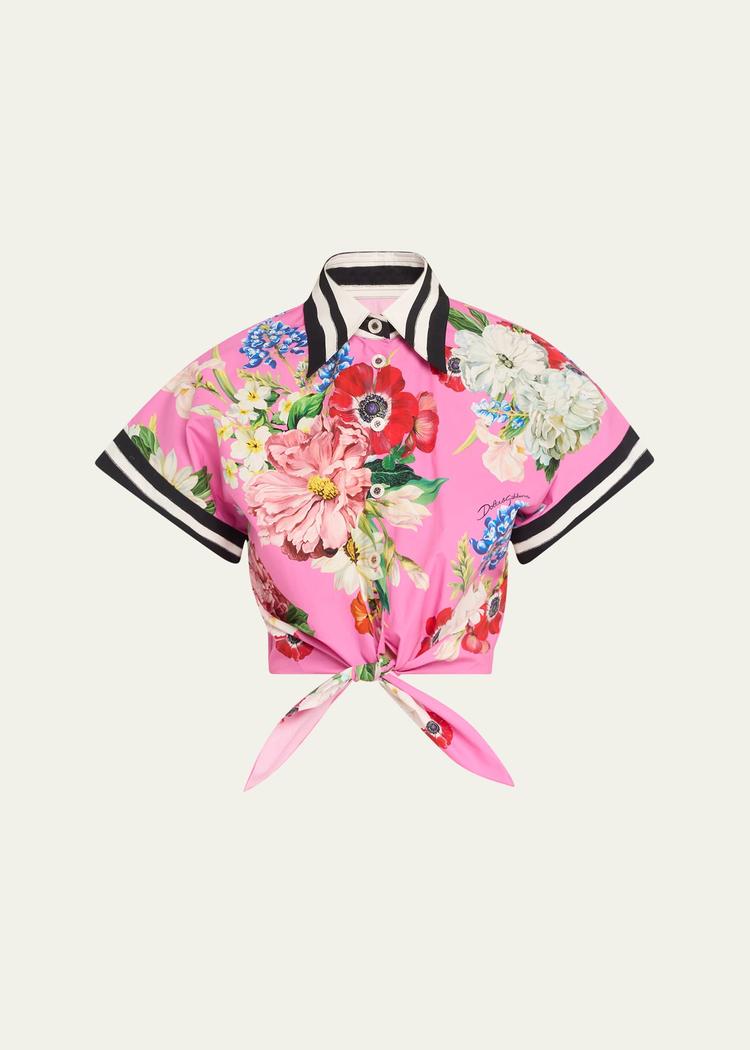 floral crop button-down shirt