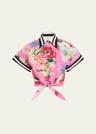 floral crop button-down shirt