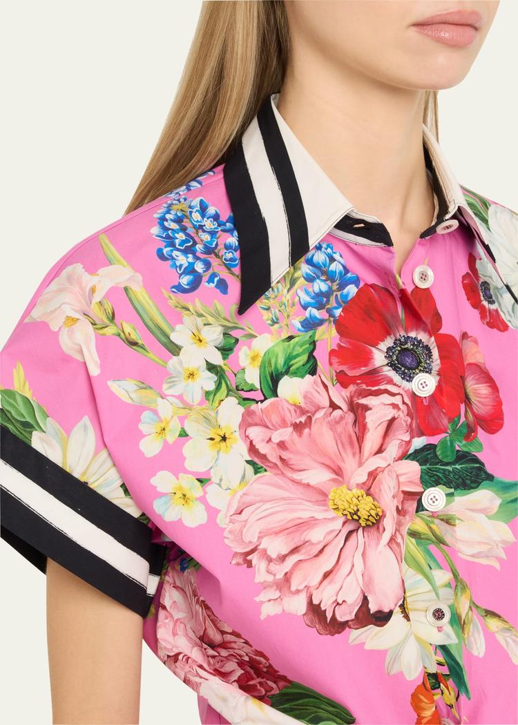 floral crop button-down shirt