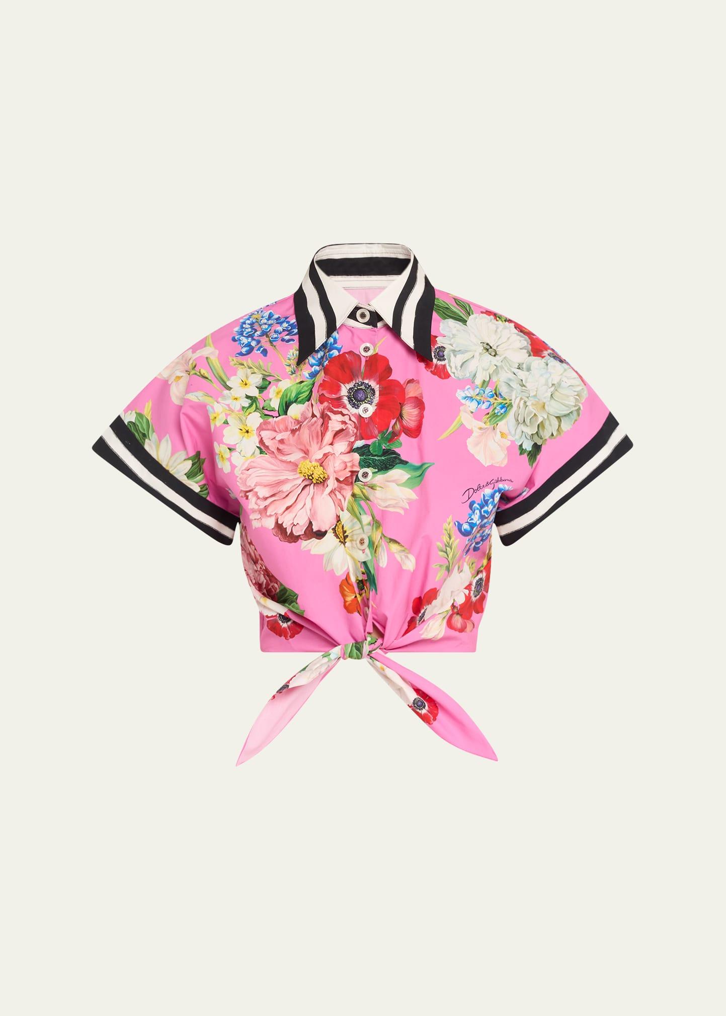 floral crop button-down shirt
