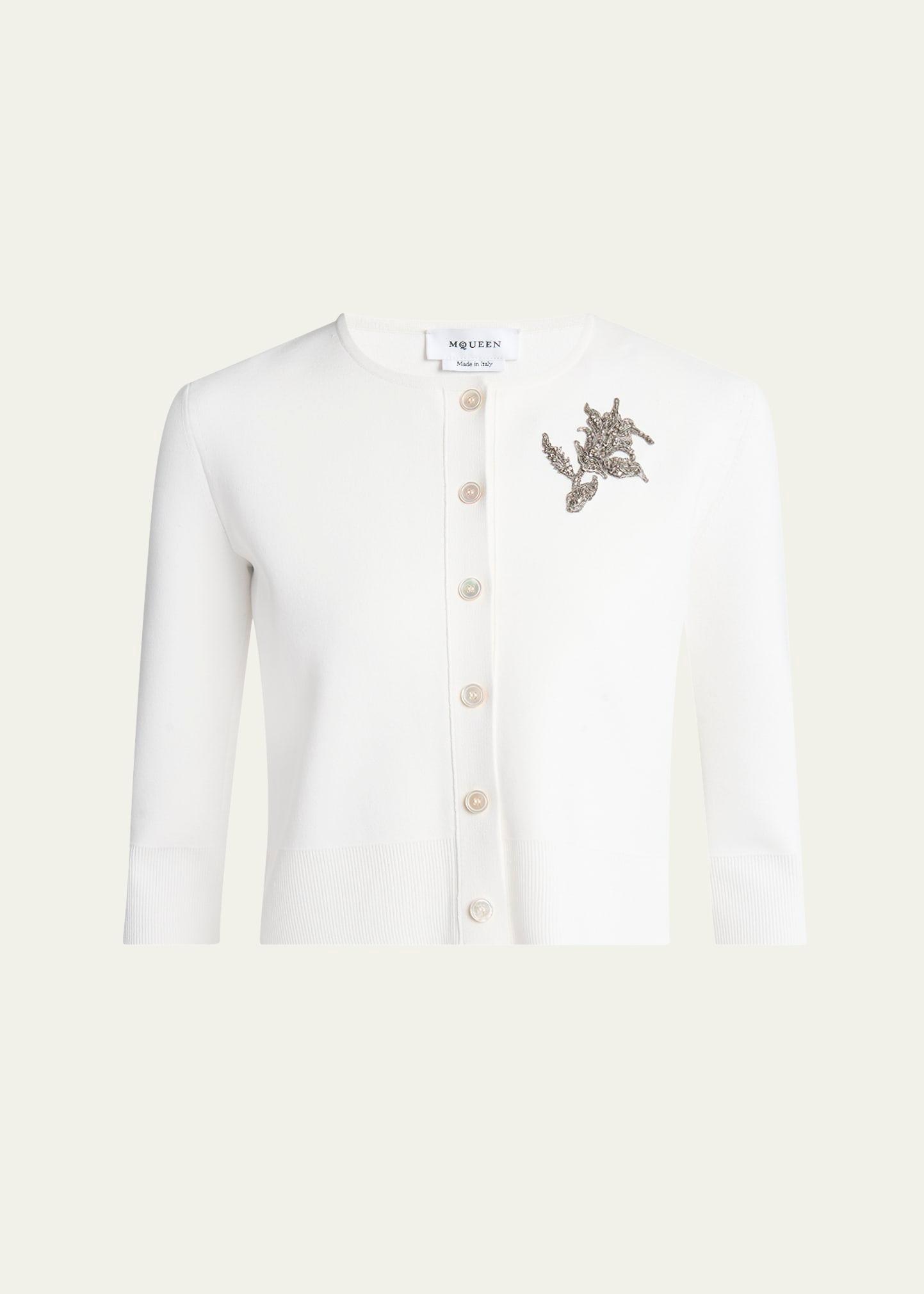 floral crystal knit cardigan