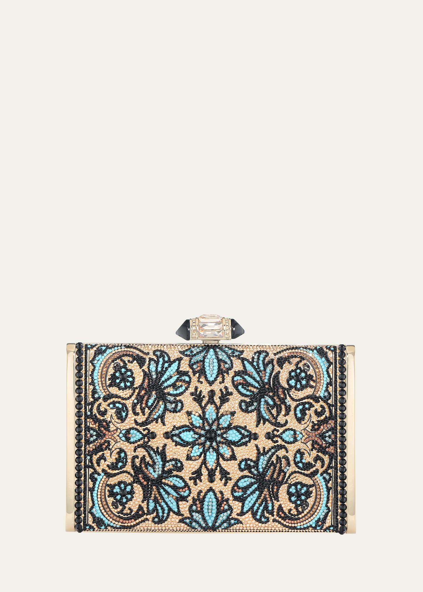 floral crystal rectangle clutch bag