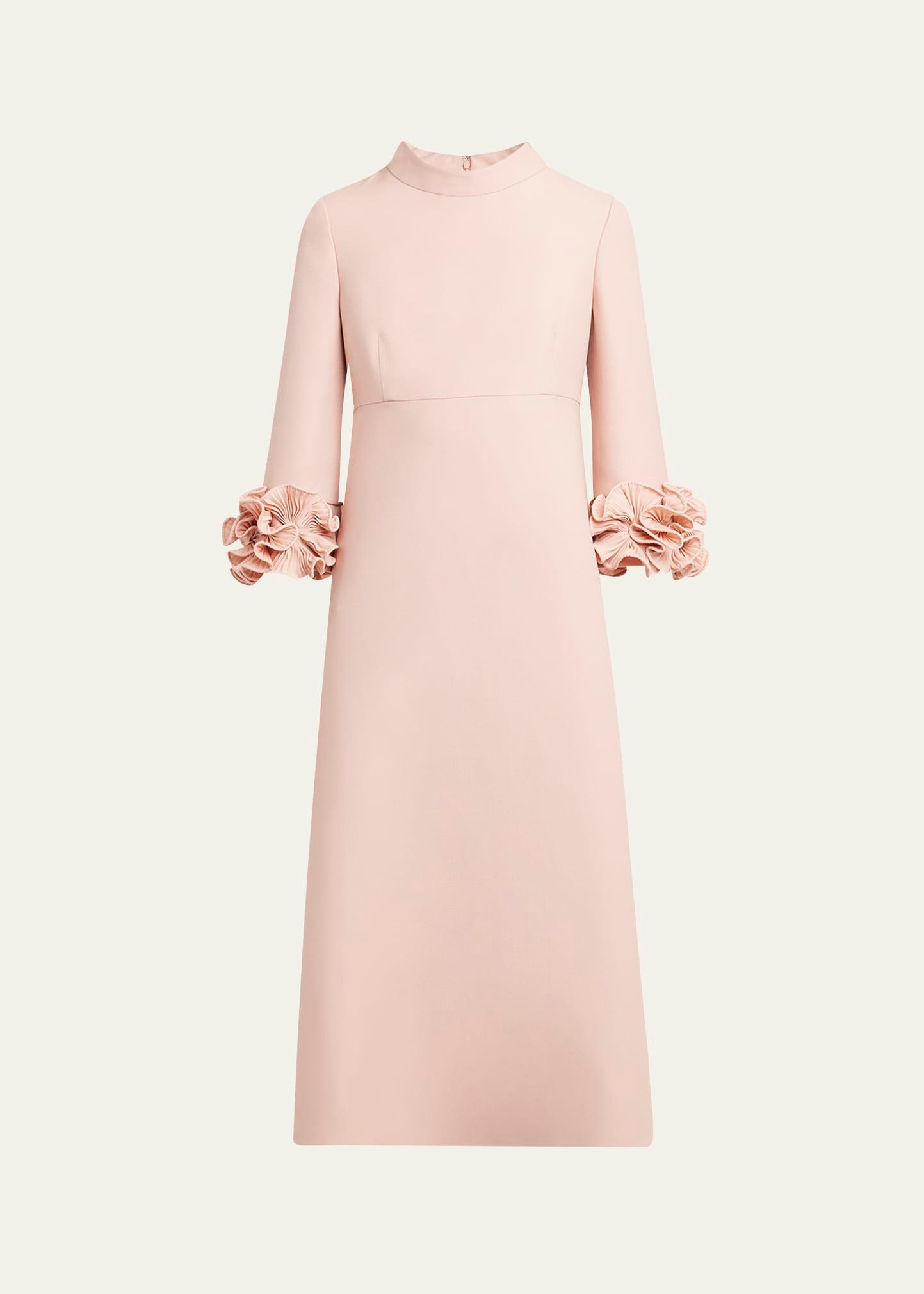 floral cuff crepe couture midi dress