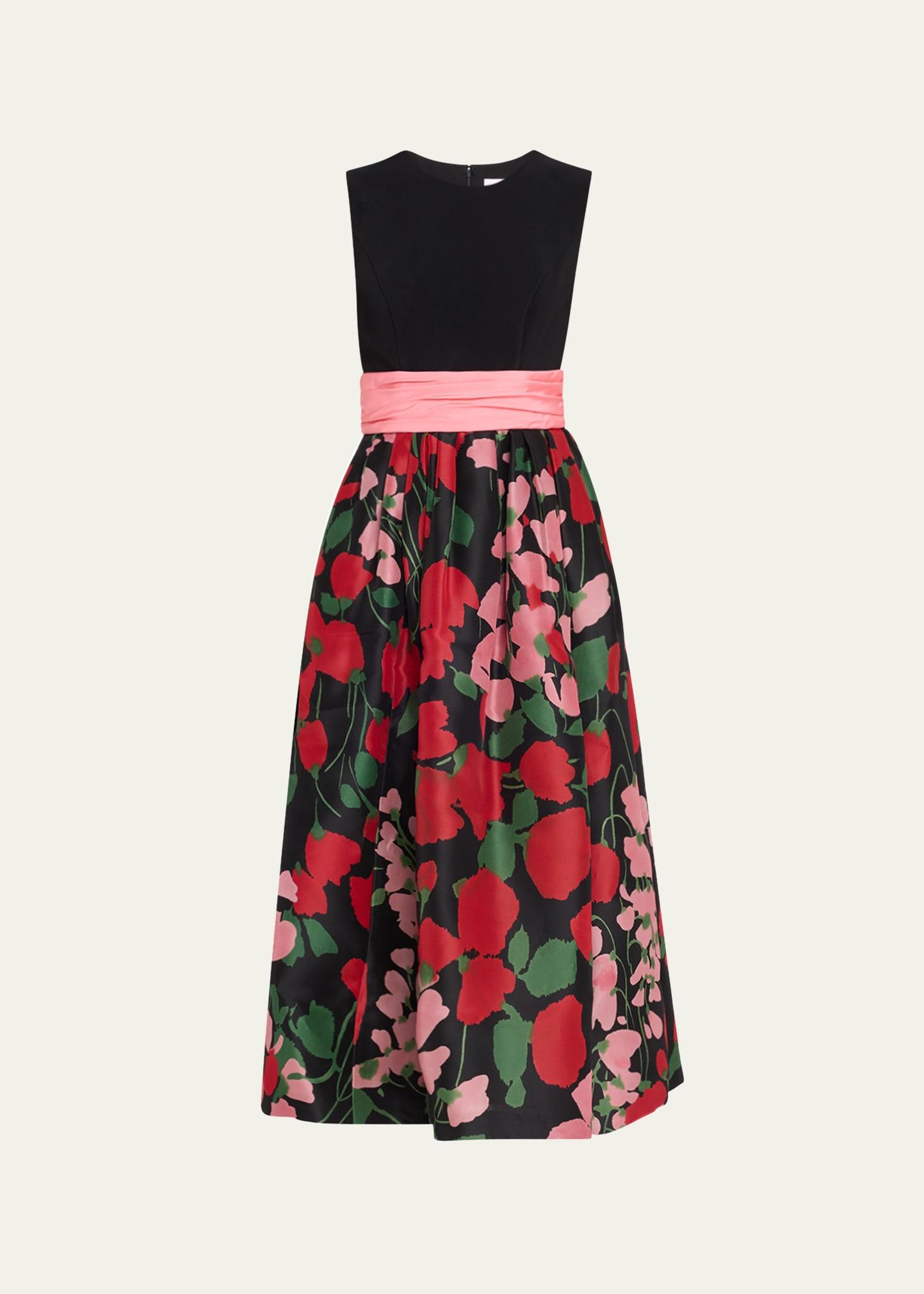 floral cummerbund waist dress