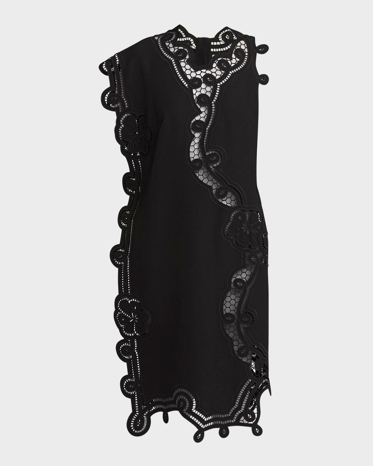 floral cutwork embroidered shift dress