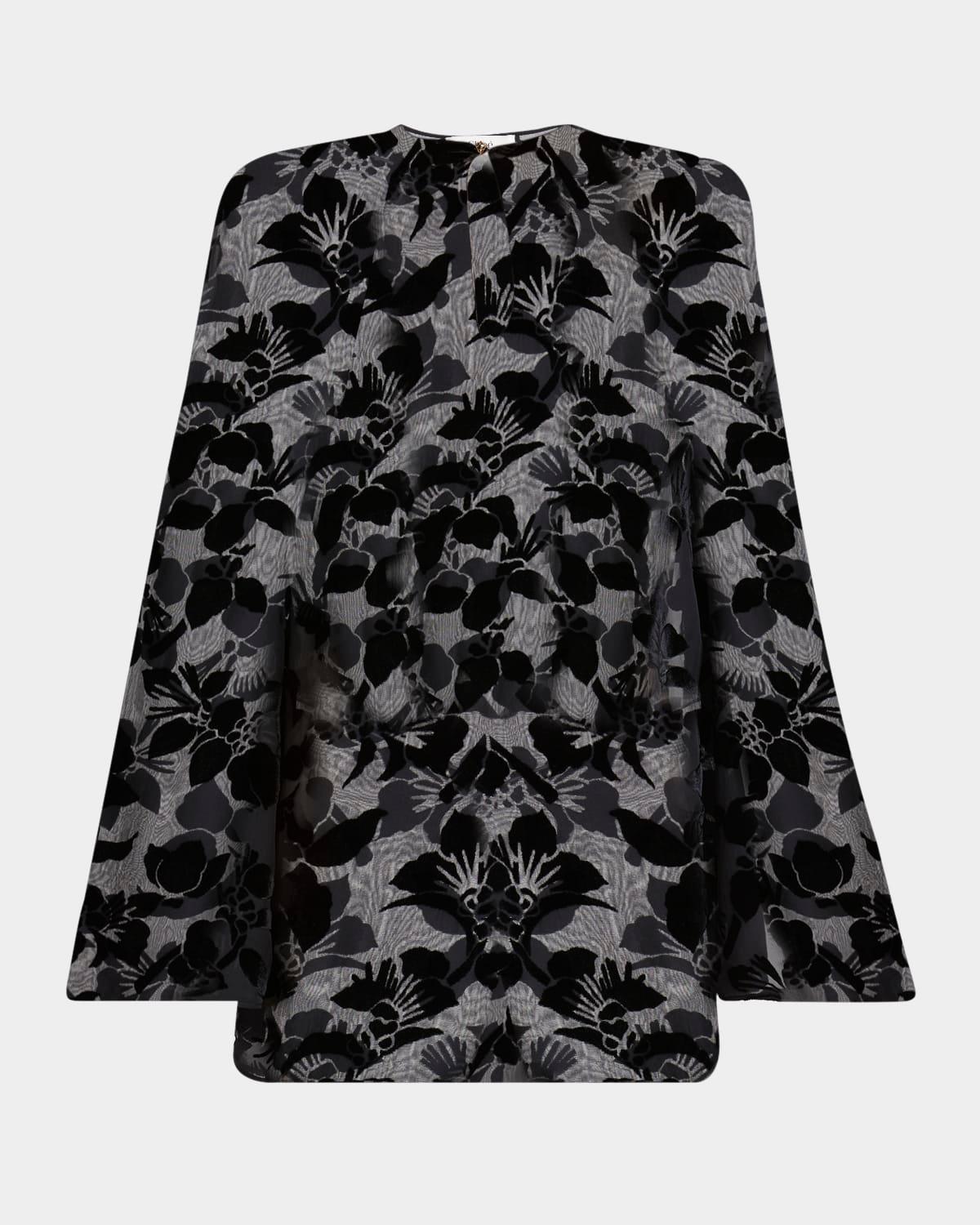 floral dévoré velvet puff-sleeve mini dress