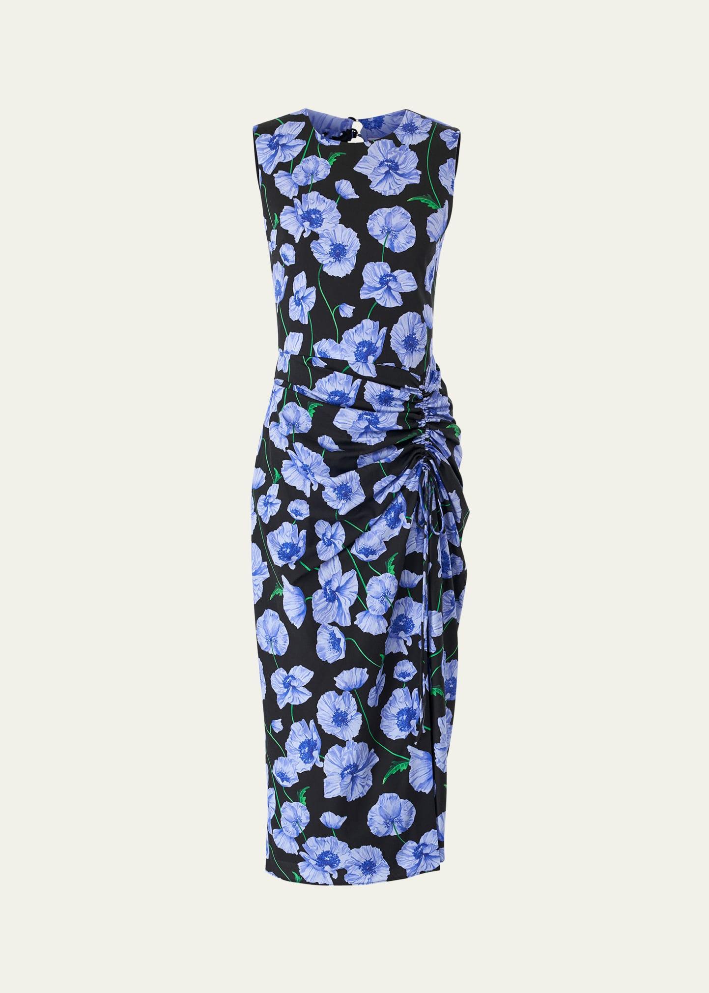 floral drawstring midi dress