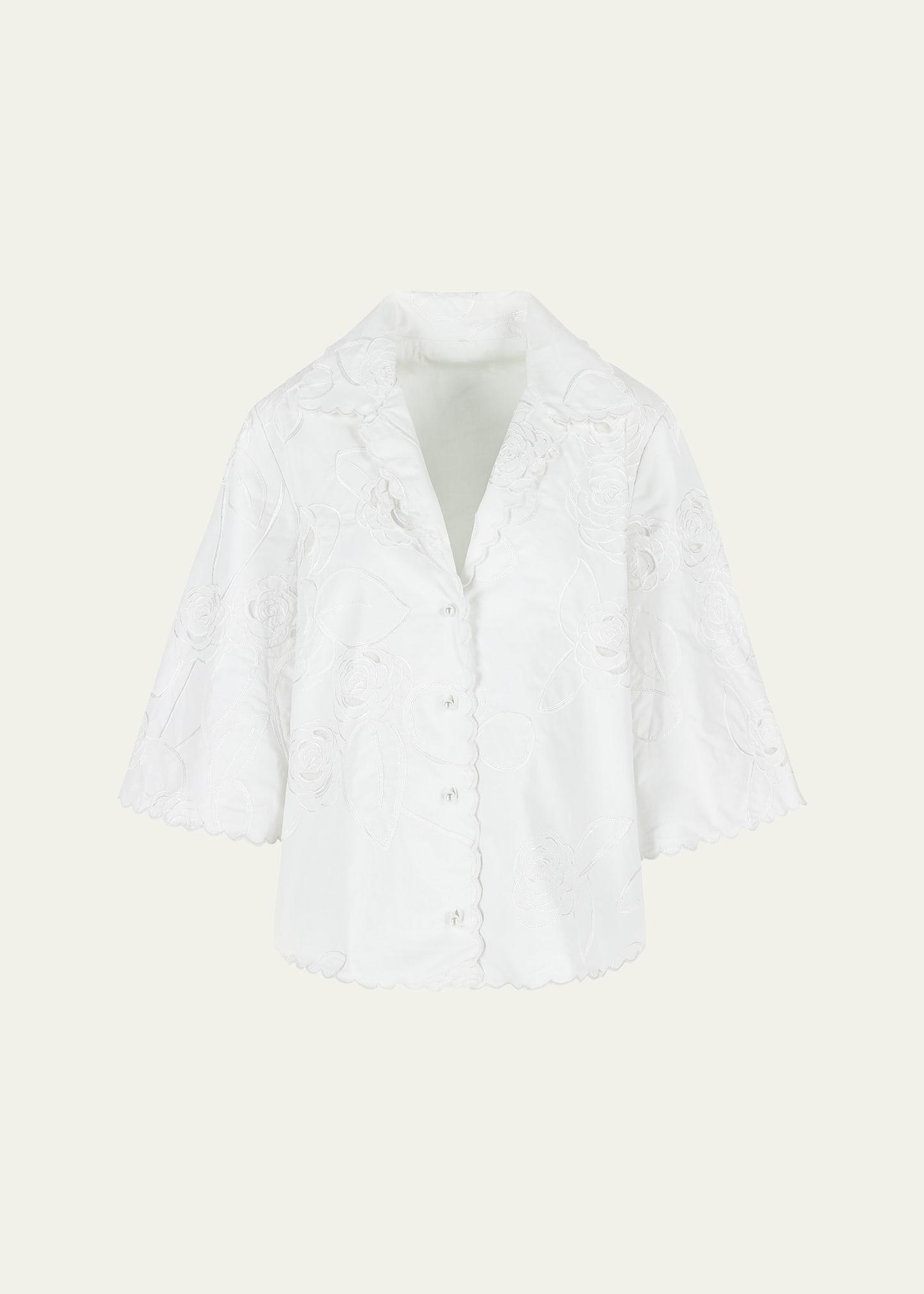 floral embossed button down blouse