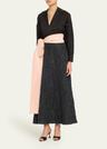 floral embossed wrap dress with bow