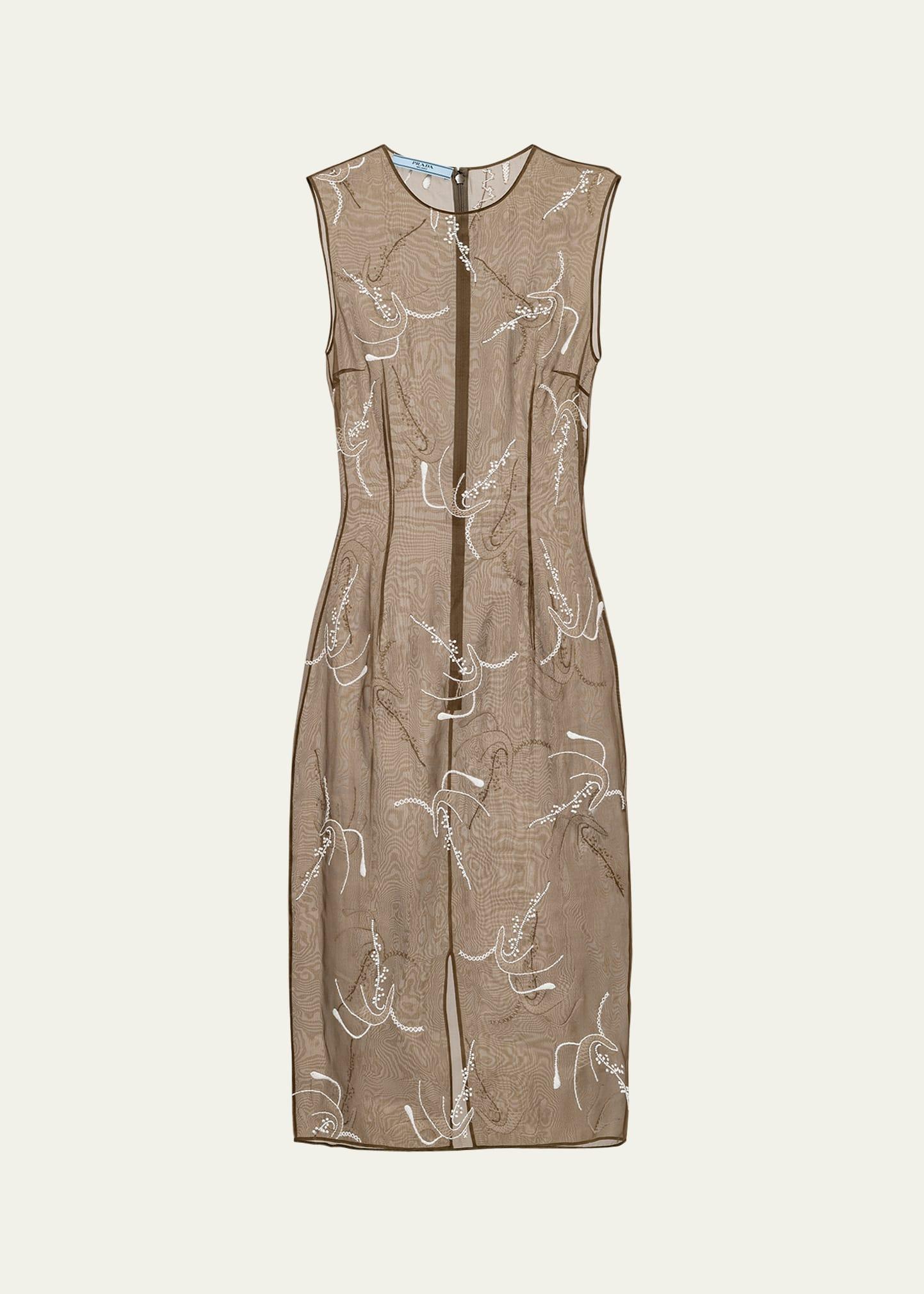 floral-embroidered beaded organza dress