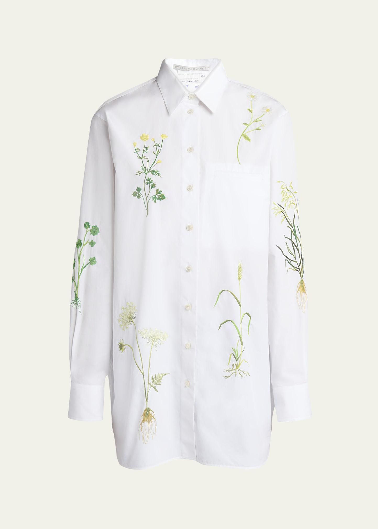floral embroidered button down blouse