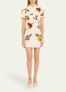floral embroidered mini wool shift dress