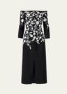 floral embroidered off-shoulder midi dress