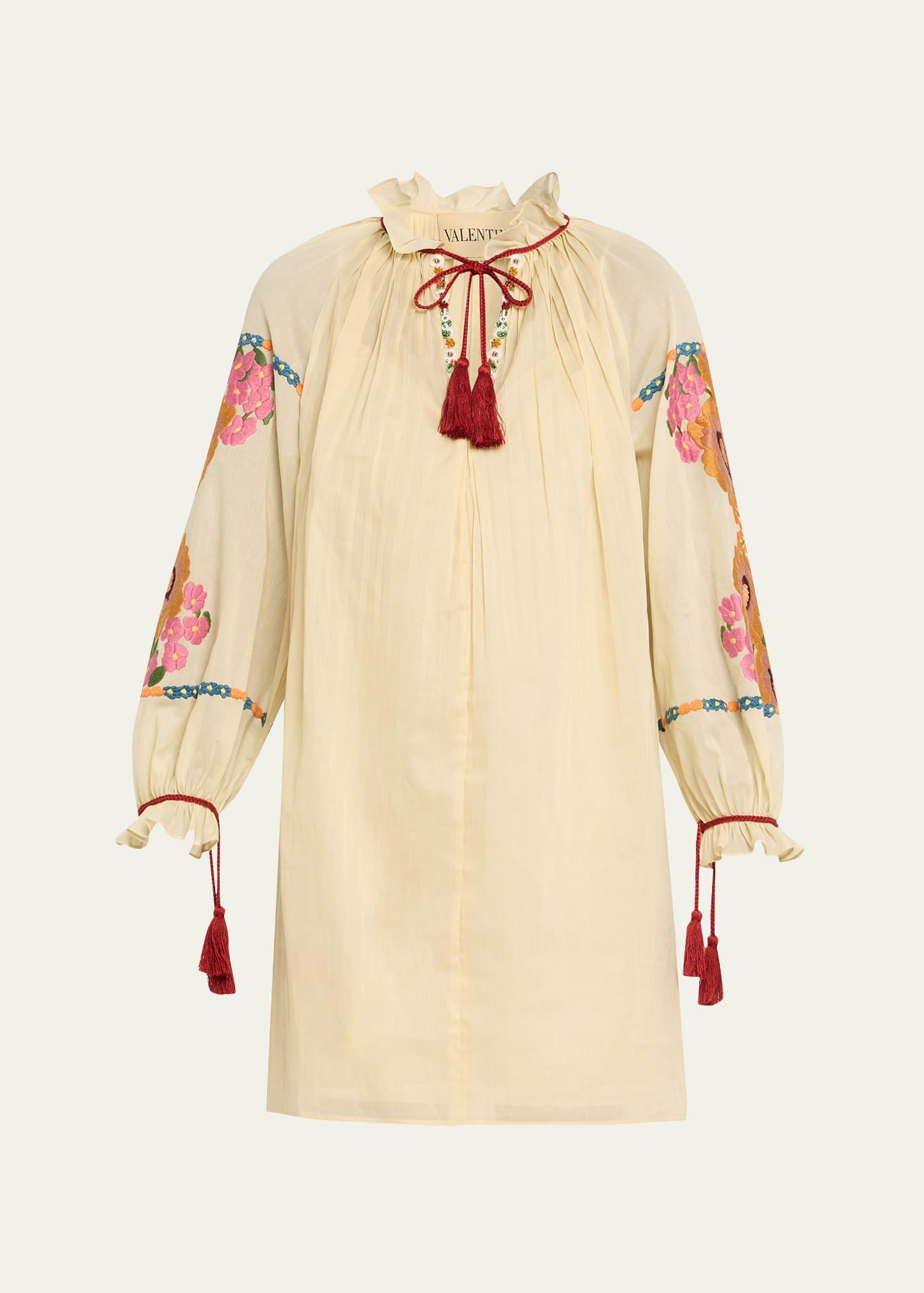 floral embroidered pintuck blouse