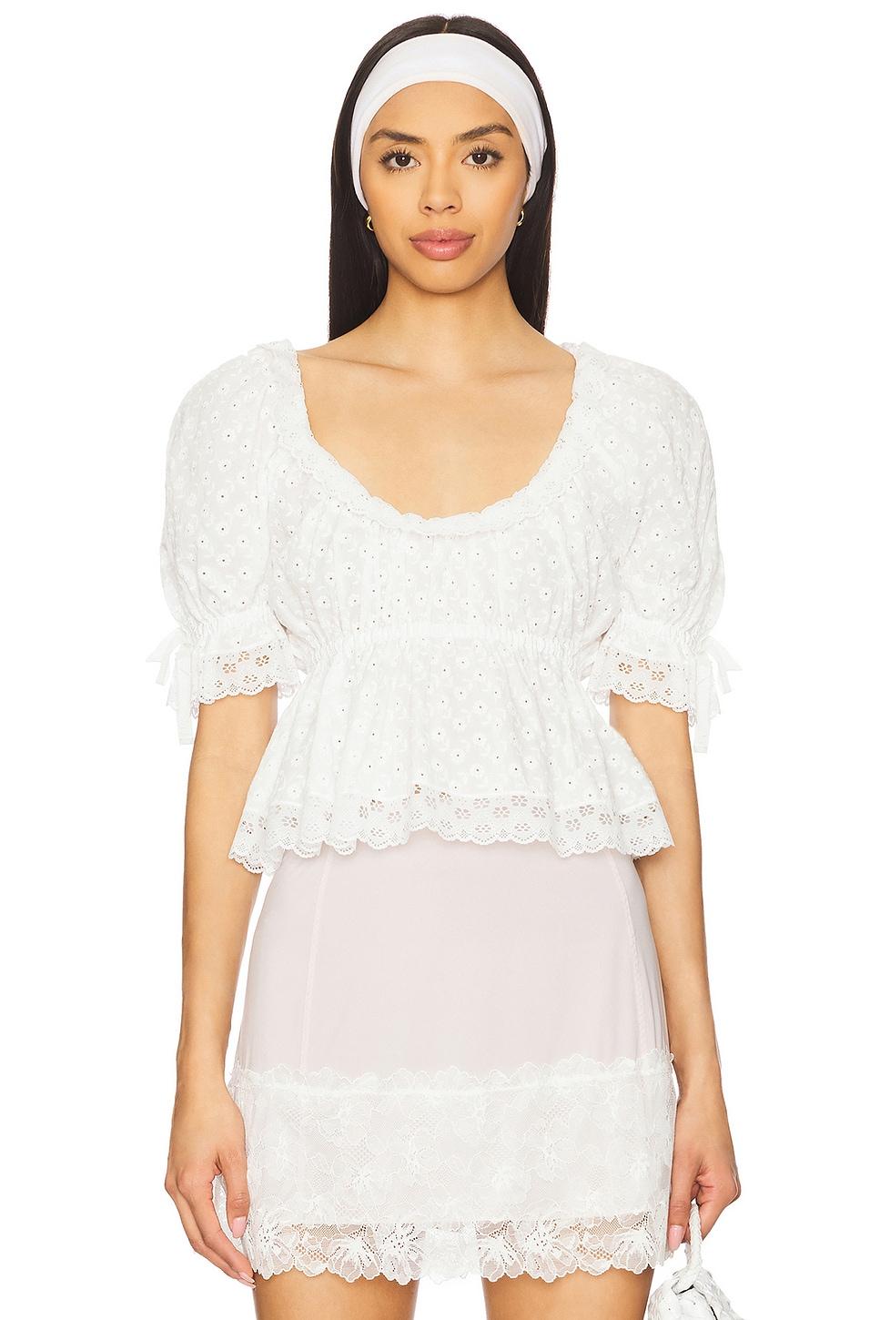 floral embroidered short sleeve blouse