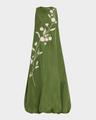 floral-embroidered sleeveless bubble midi dress