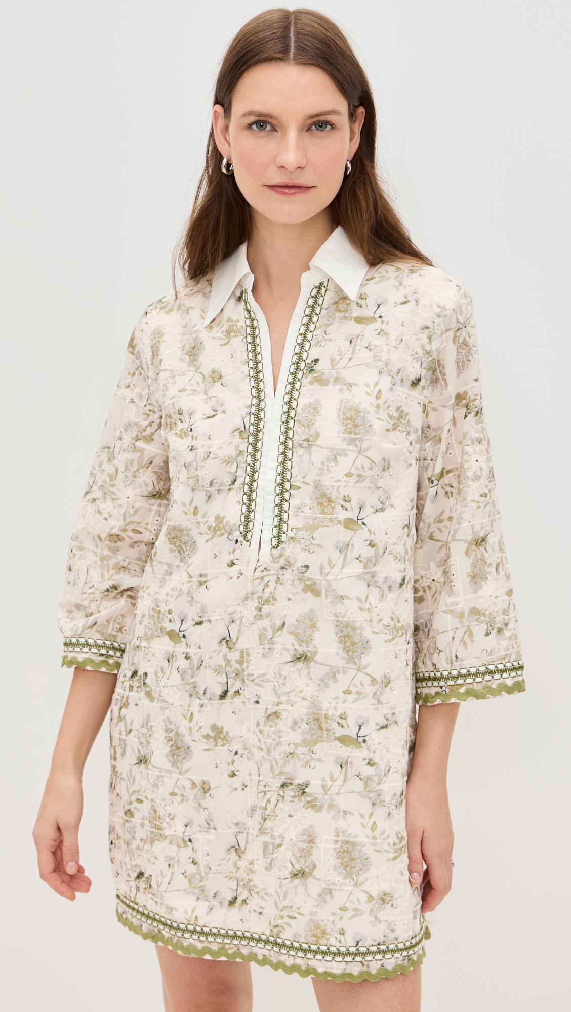 floral embroidery mini dress