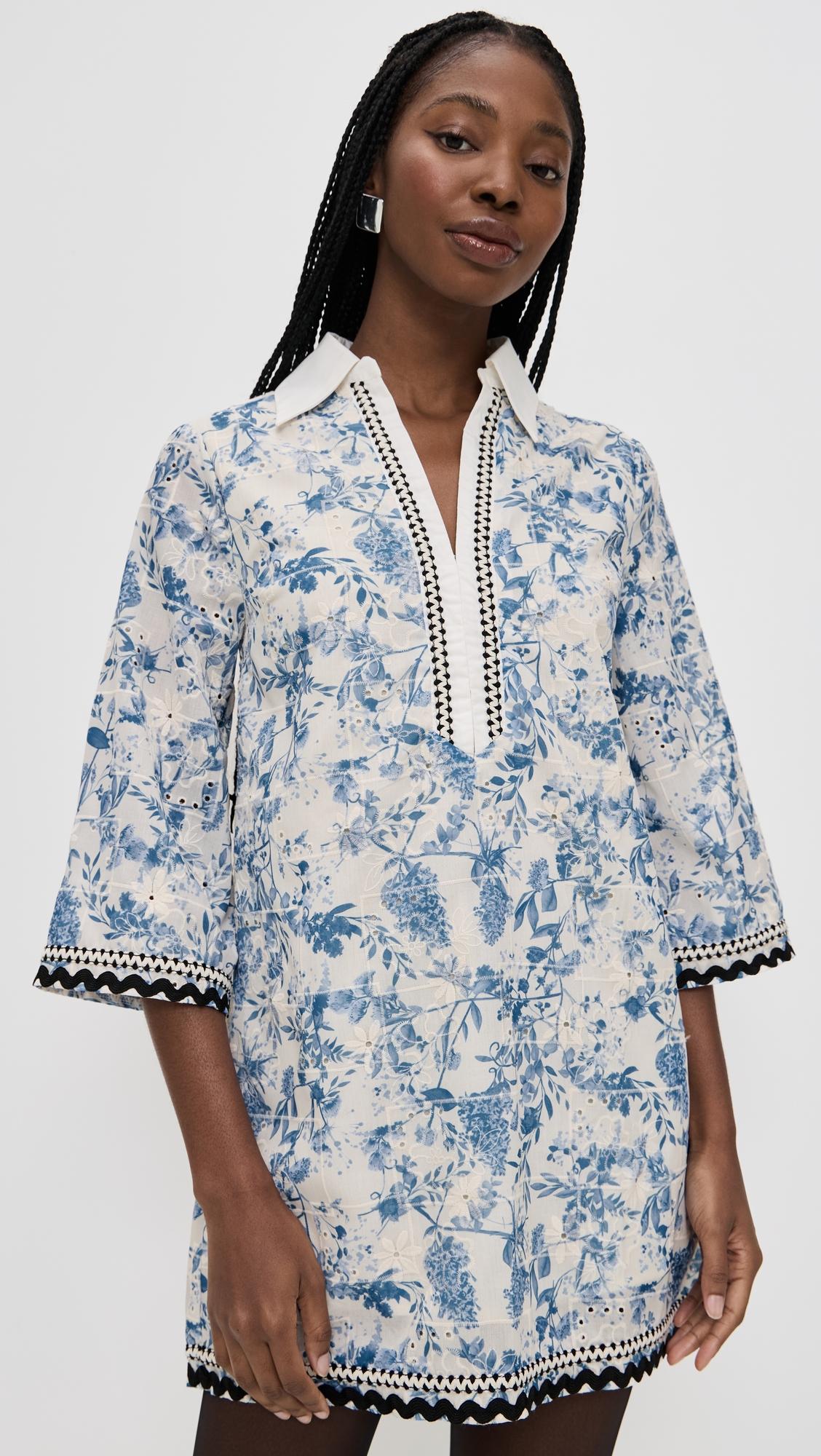 floral embroidery mini dress