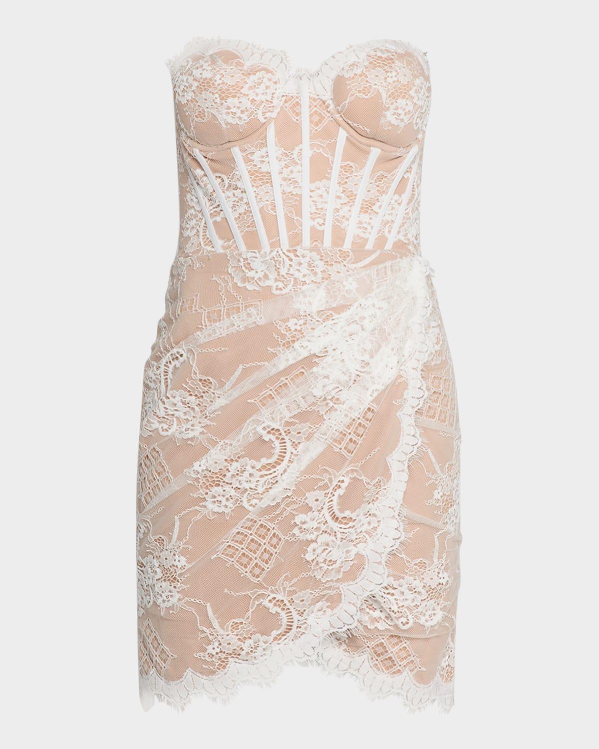 floral eyelash lace corset mini dress