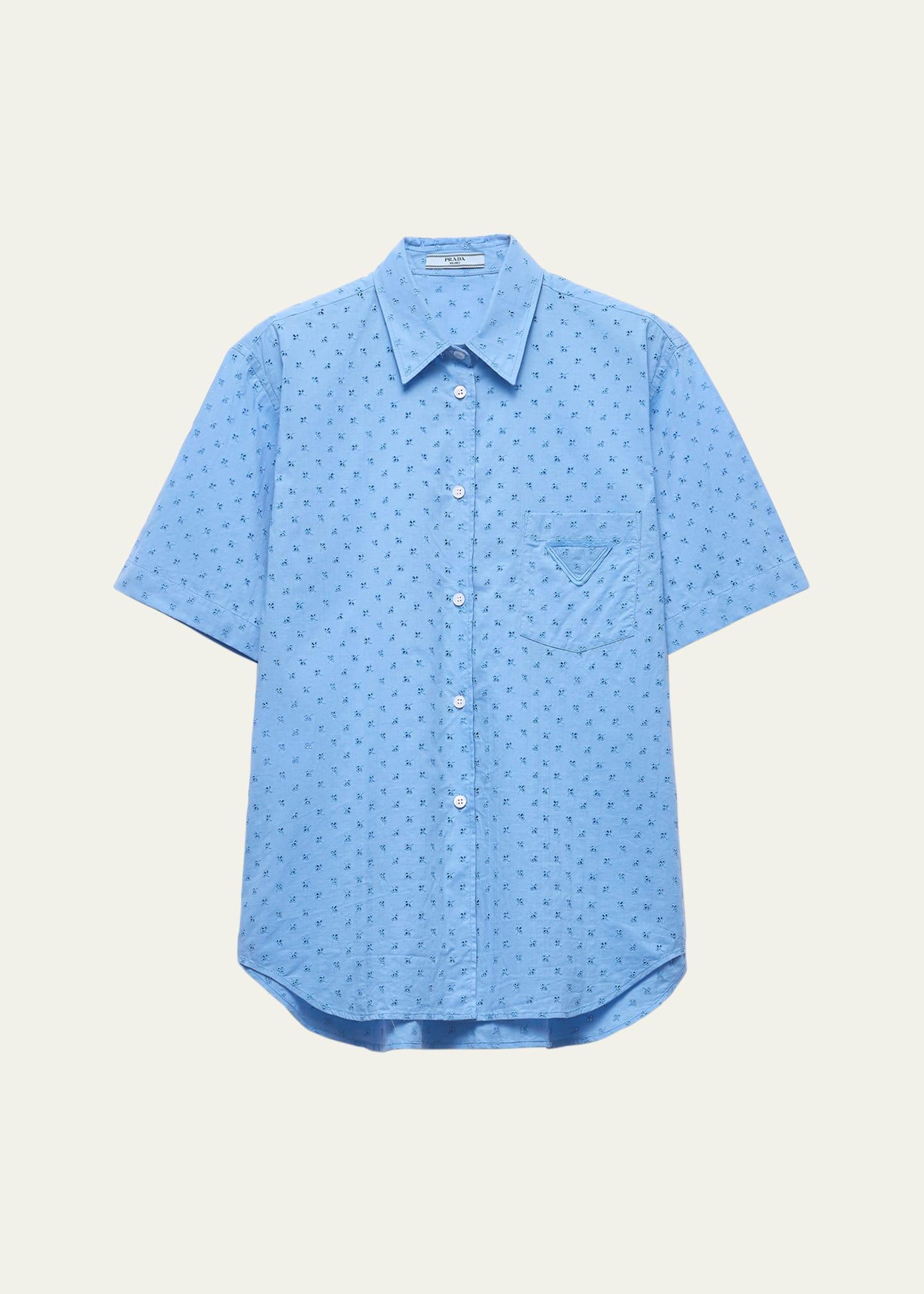 floral eyelet button down shirt