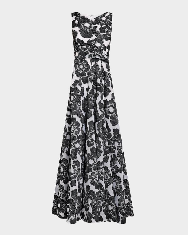 floral firecracker organdi jacquard sleeveless gown