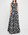 floral firecracker organdi jacquard sleeveless gown