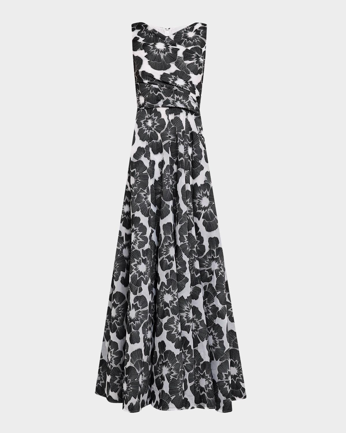floral firecracker organdi jacquard sleeveless gown