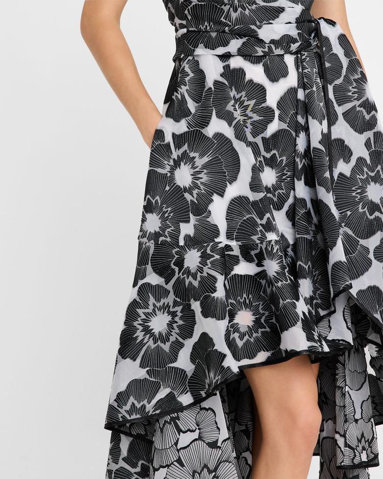 floral firecracker organdy high-low dress