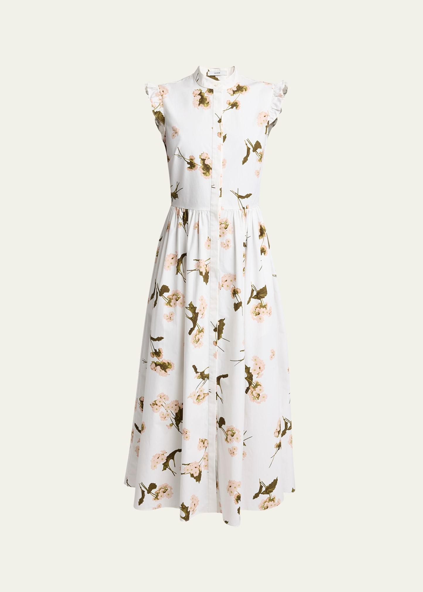 floral fit-flared midi dress