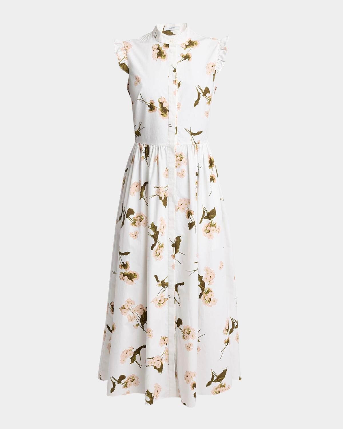 floral fit-flared midi dress
