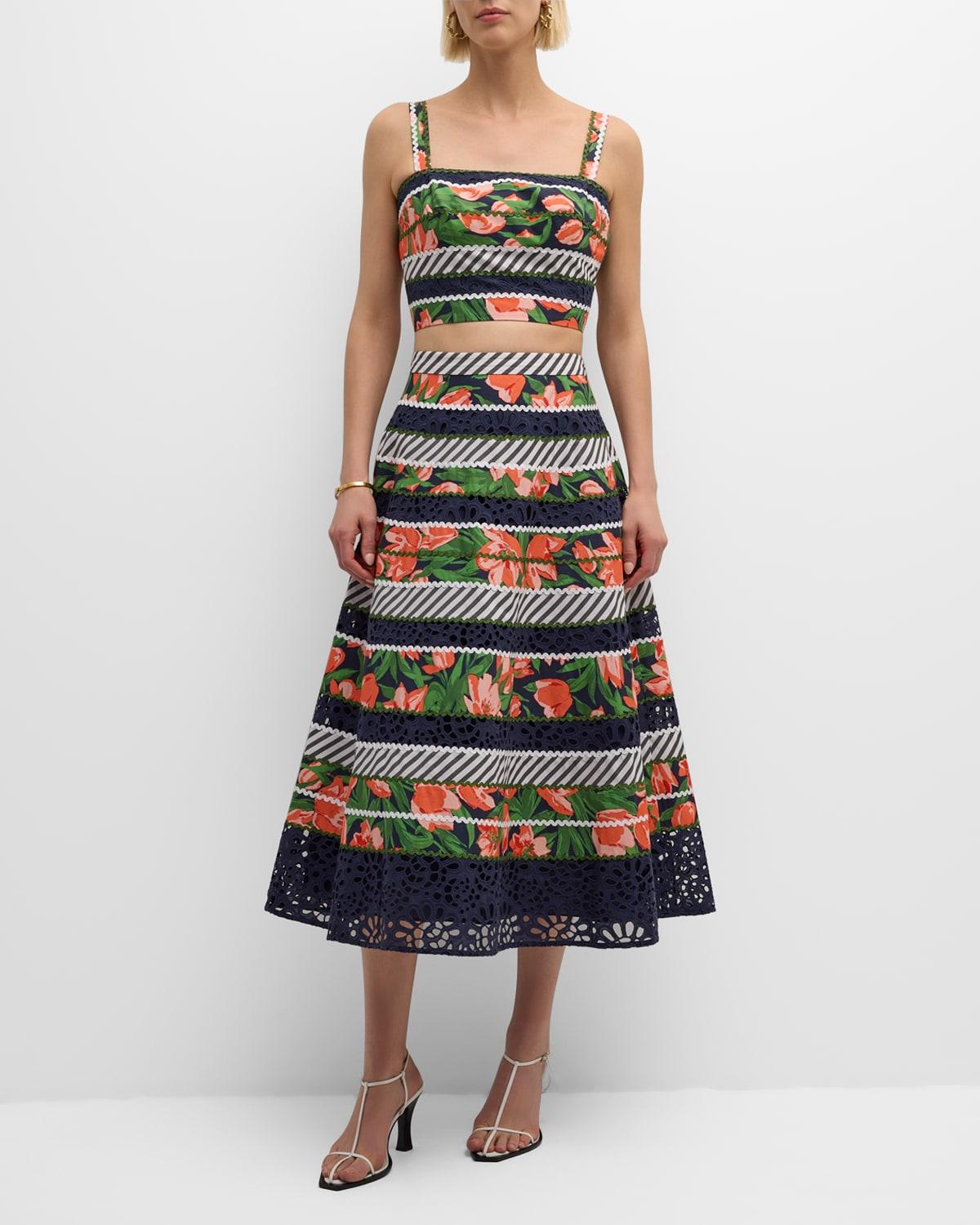 floral guipure lace ric rac crop top
