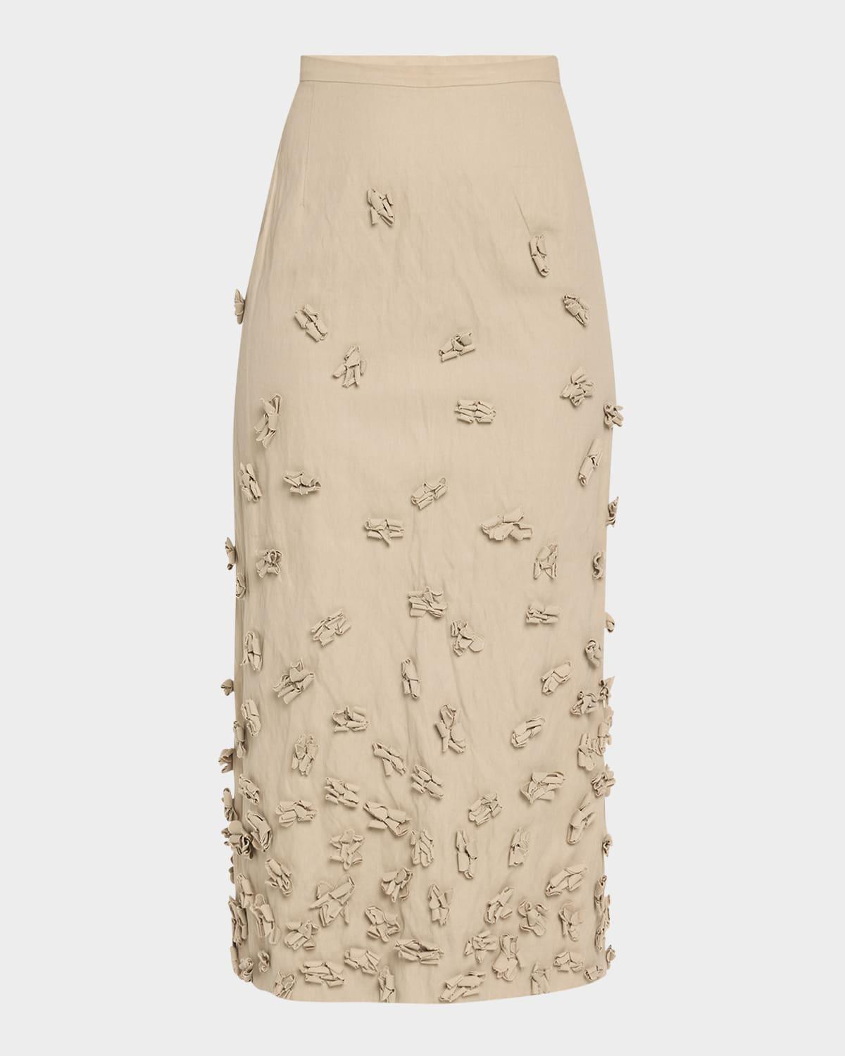 floral hand-embellished midi pencil skirt