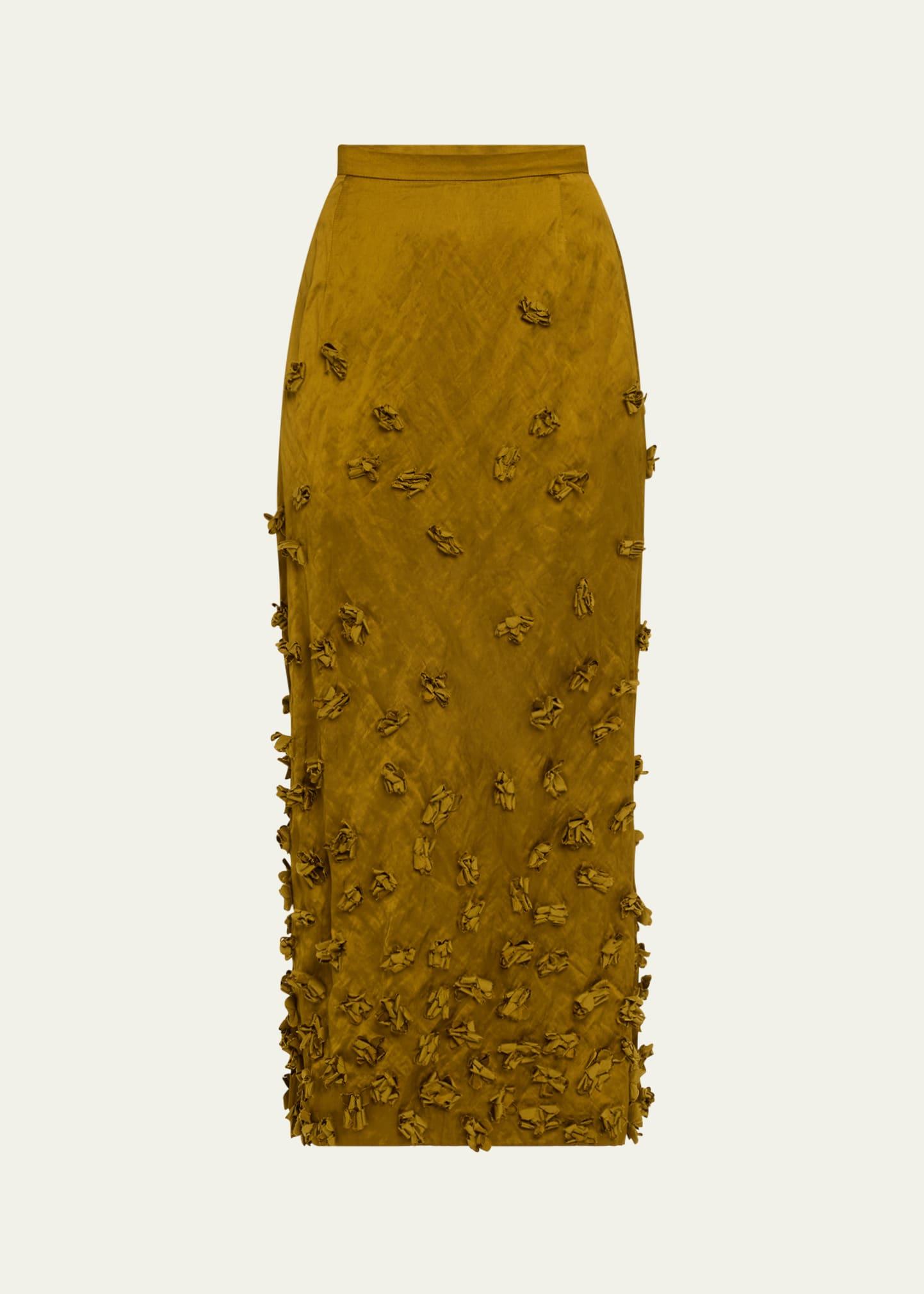 floral hand embroidered pencil skirt