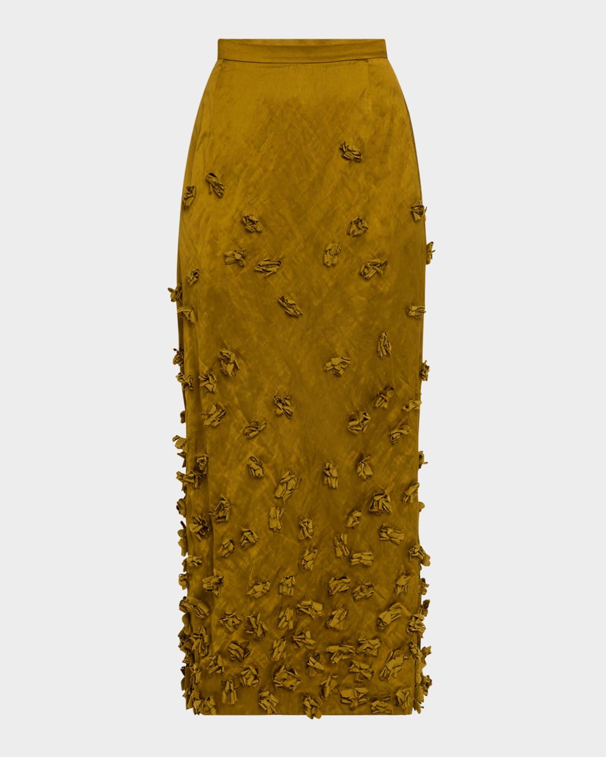 floral hand embroidered pencil skirt