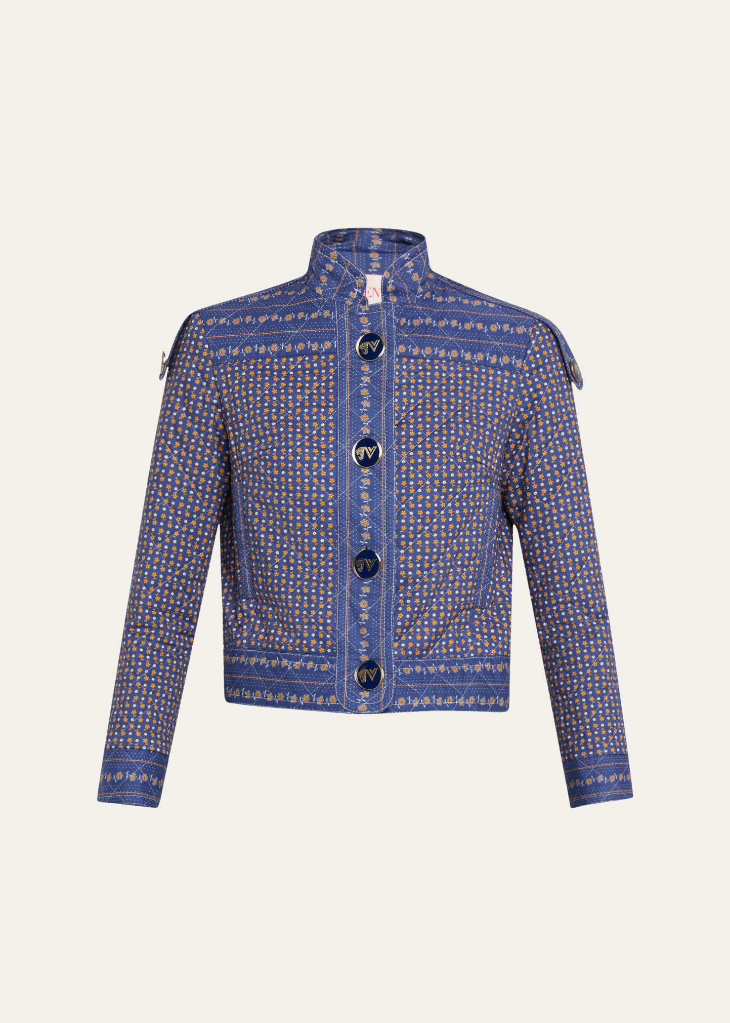 floral high-neck quilted jacket