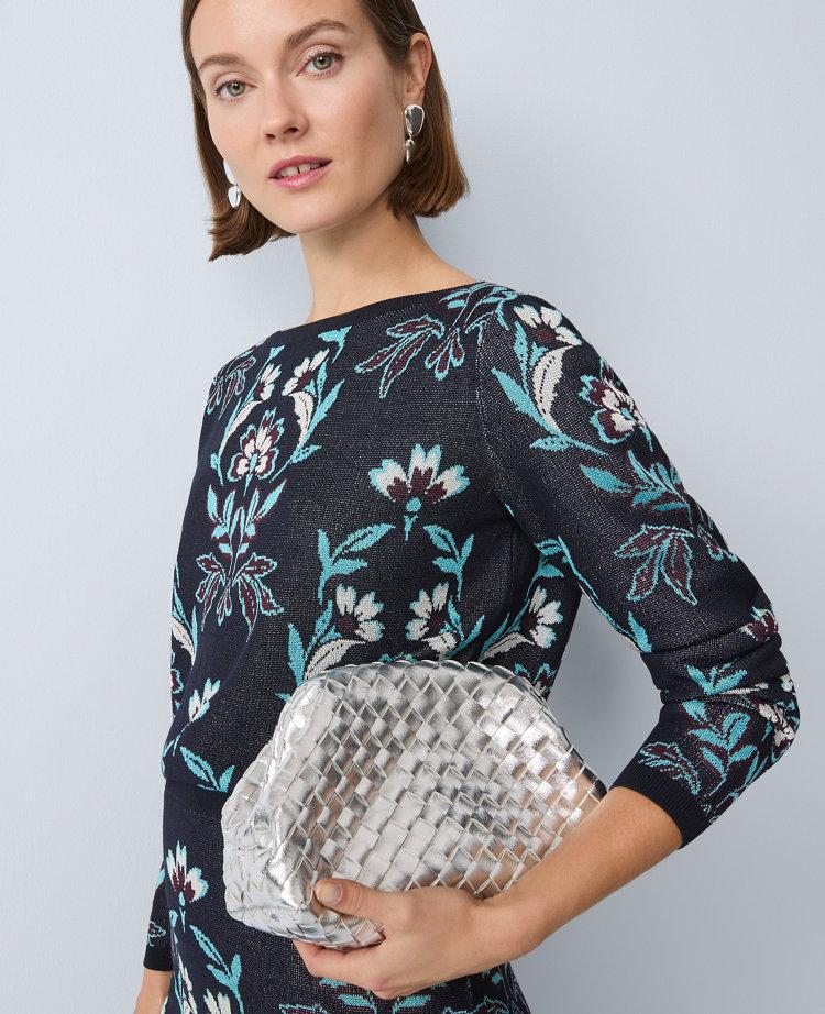floral jacquard boatneck sweater