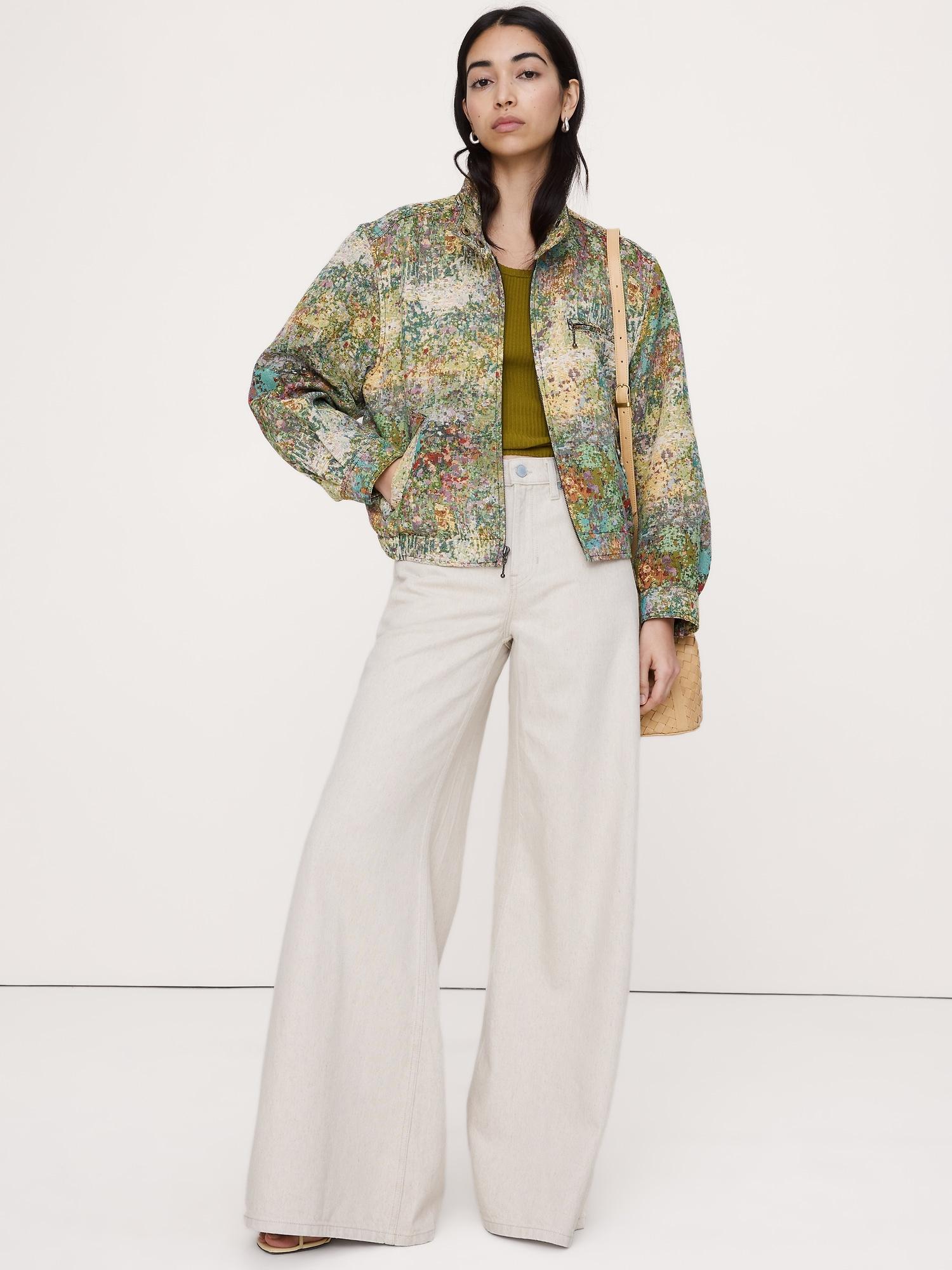 floral jacquard bomber jacket