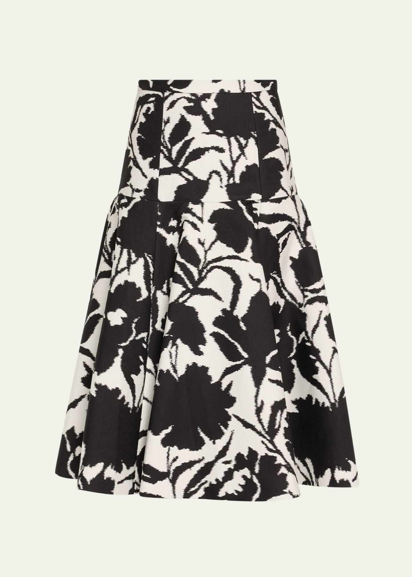 floral jacquard drop waist dance skirt