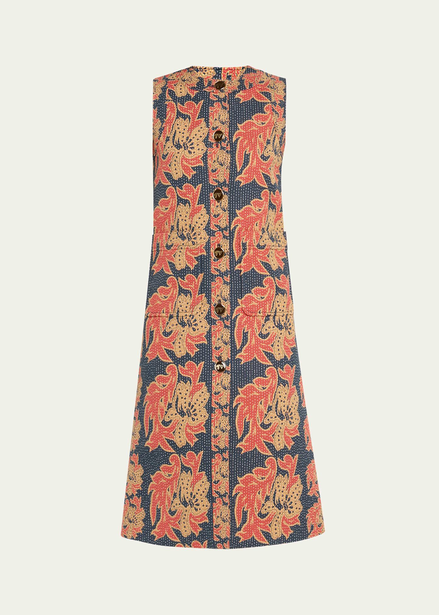 floral jacquard midi dress