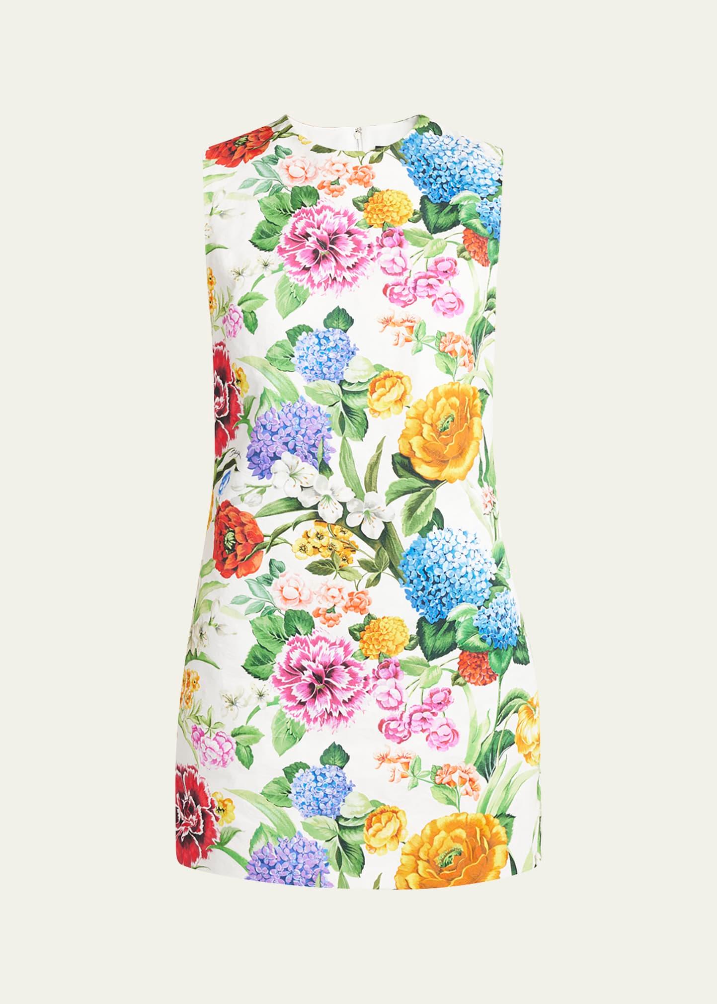 floral jacquard mini dress