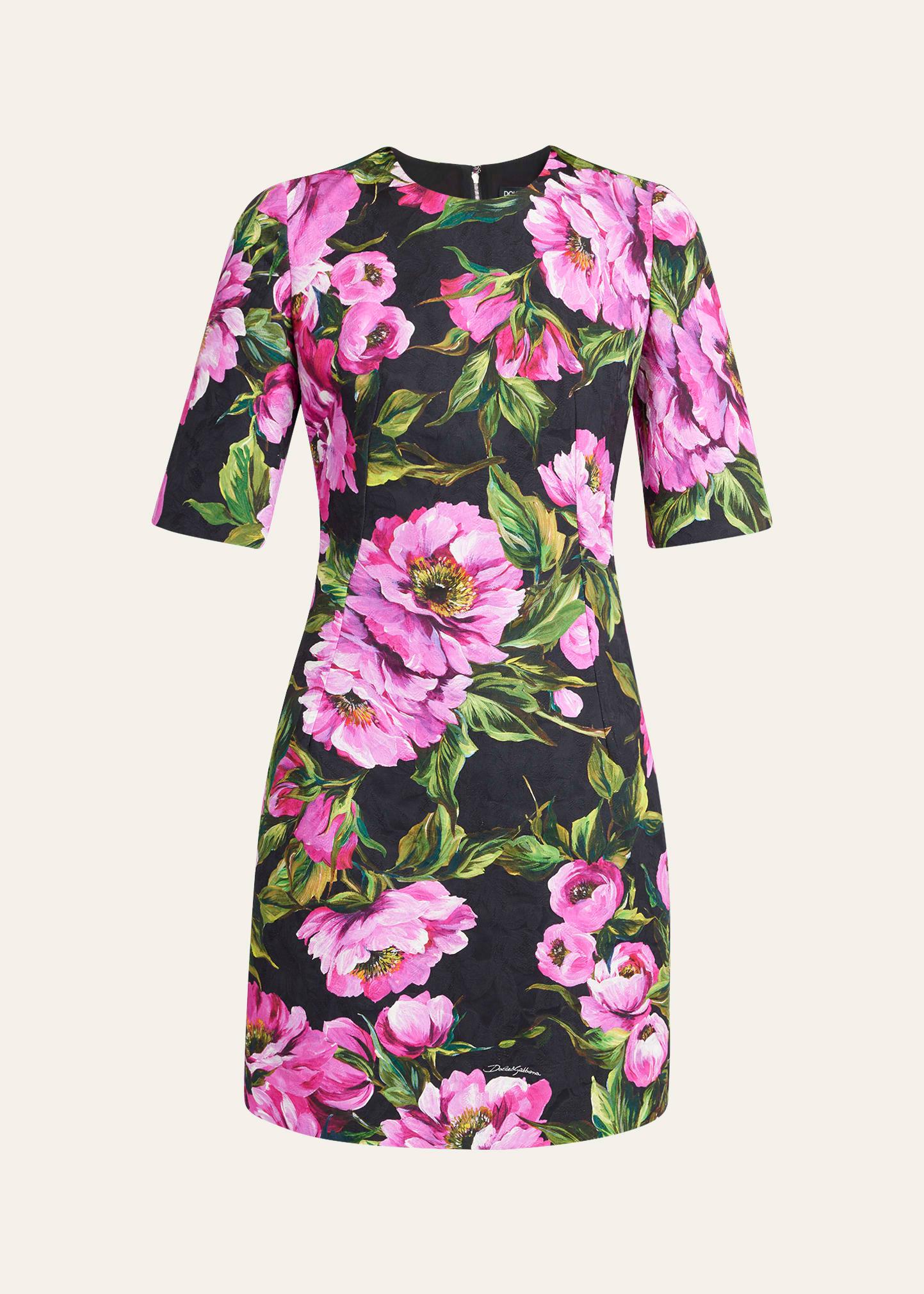 floral jacquard mini dress