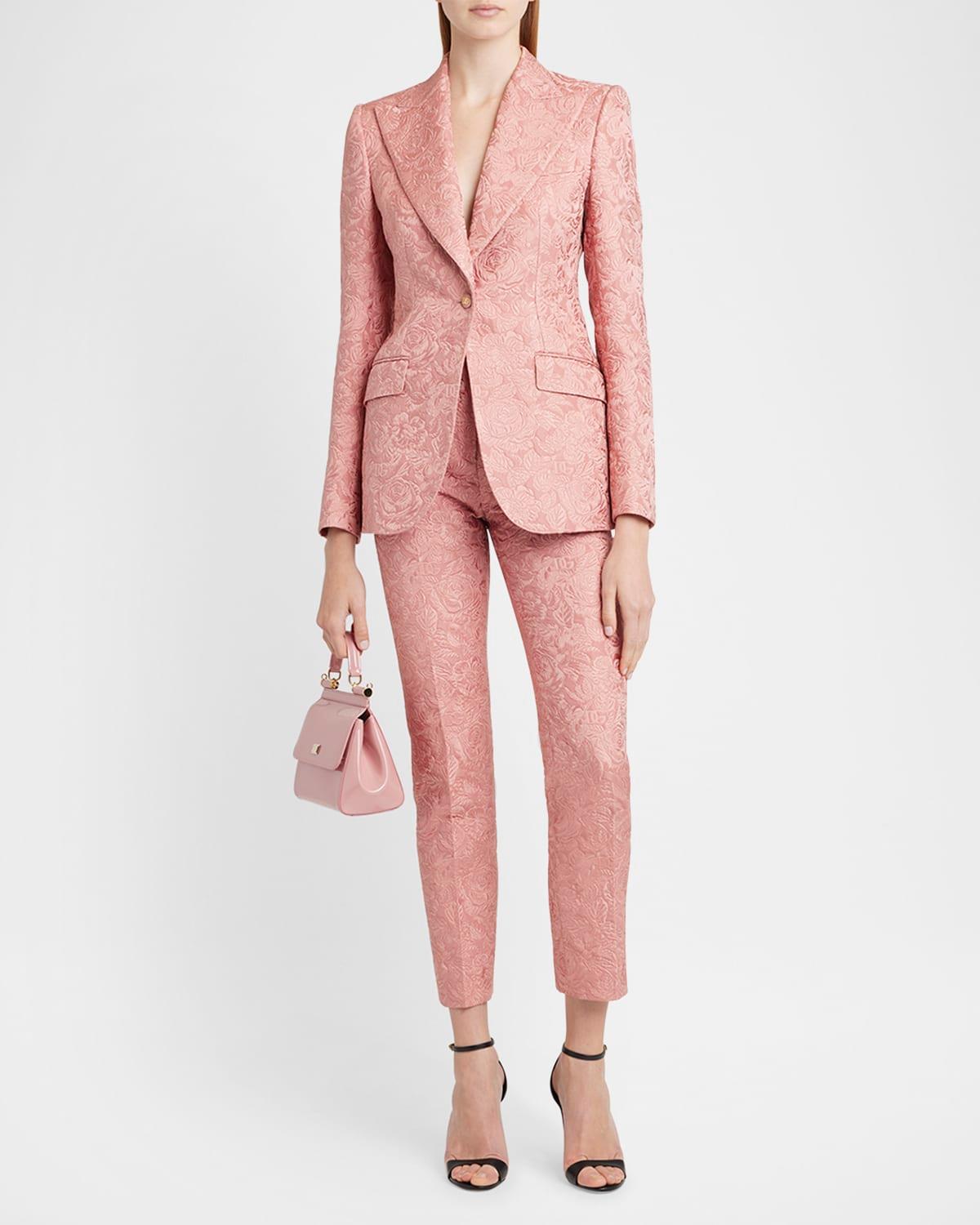 floral jacquard slim-leg ankle pnats